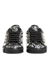 Dolce & Gabbana Black Portofino Stud Embellished Sneakers Shoes